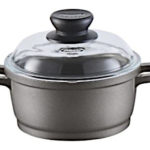 kookpan 20 cm aluminium/glas grijs